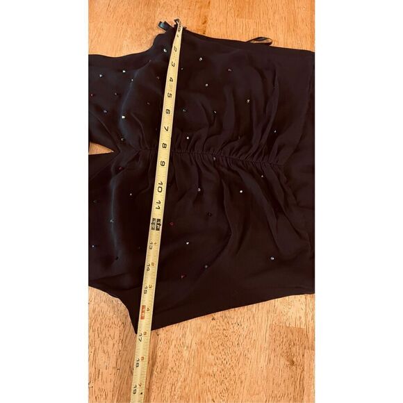 Ann Taylor Beautiful Black Silk Multicolor Rhinestone Dress Size 10 - Picture 6 of 12